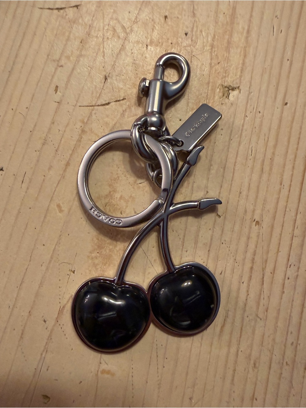 Coach Black Silver Cherry Bag Charm Coachtopia